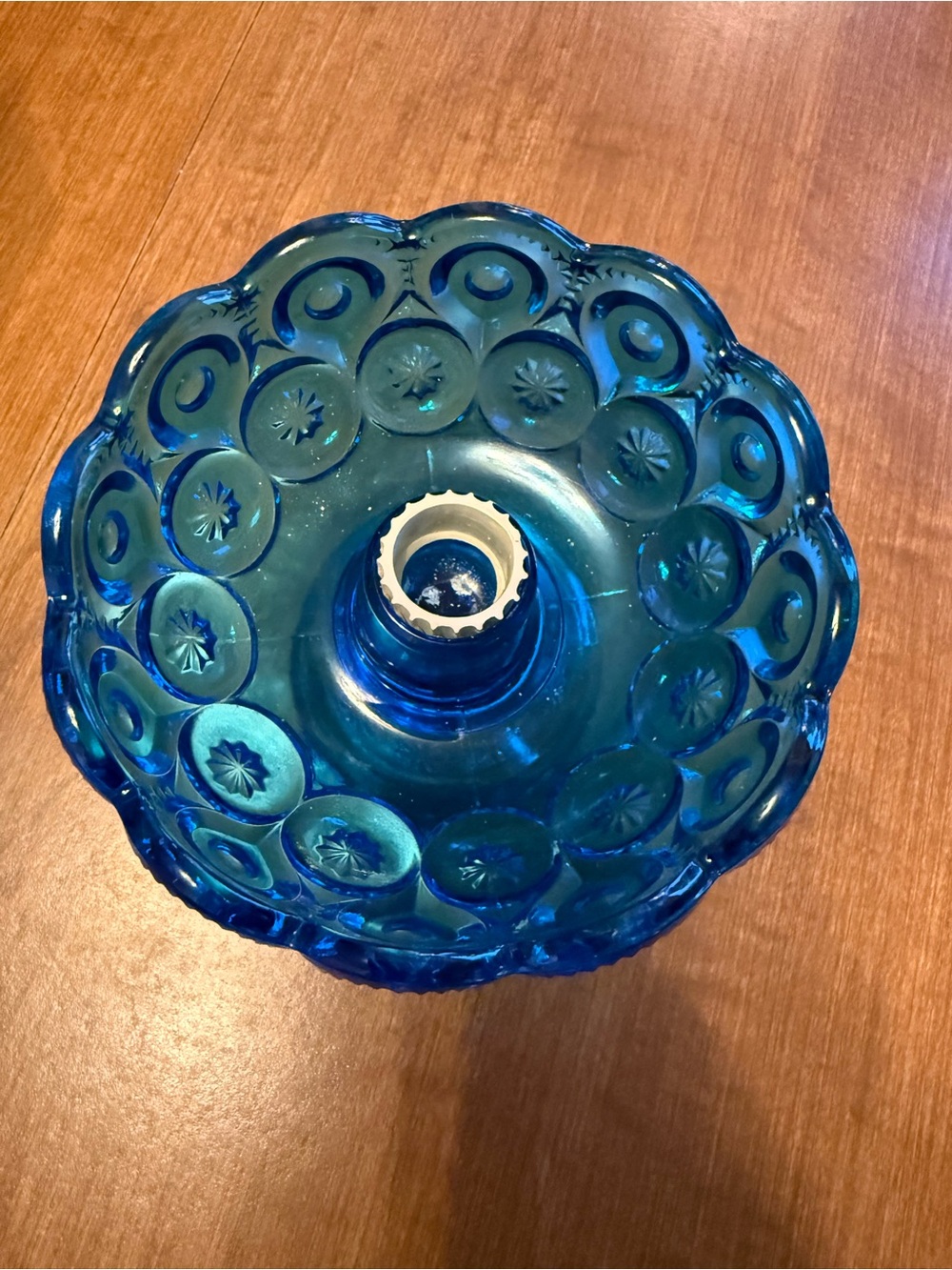 Vintage Moon and stars colonial blue single horn epergne - Picture 5 of 7